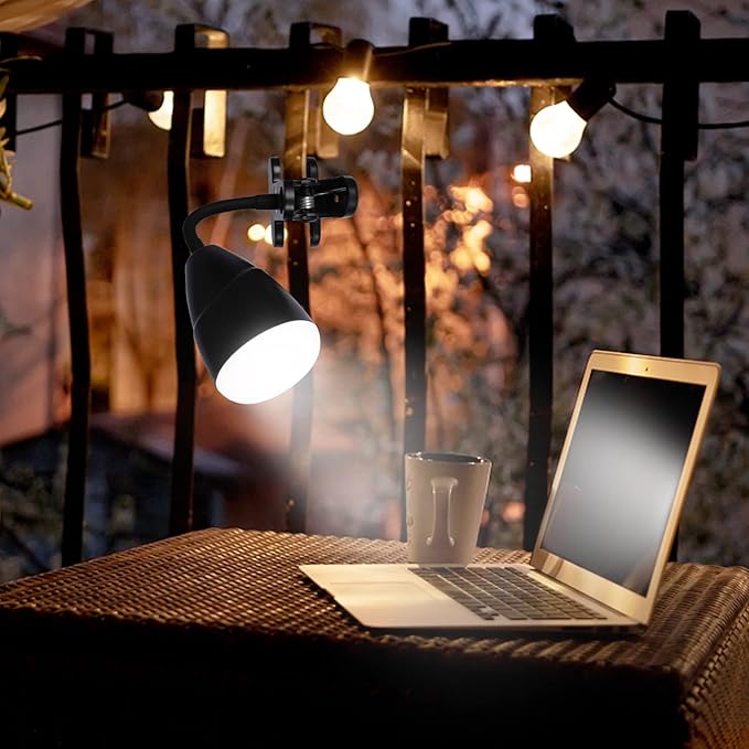 Afirst Clip on Light Outdoor Camping Light LED Clamp Lamp for Desk 4400mAh, Rechargeable Flexible Dimmable Lighting Reading Study Table Lamp, 11 Inches