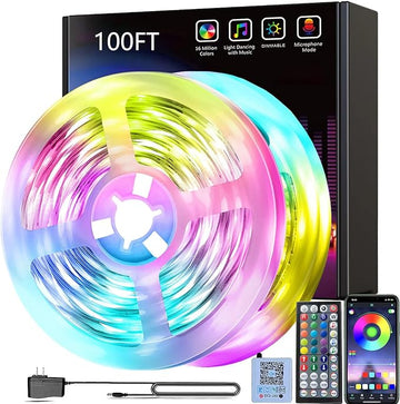 smareal Led Lights for Bedroom 100ft (2 Rolls of 50ft),Led Lights Color Changing Led Strip Lights with App Control, Led Light Strips for Room, Kitchen, Home Decoration