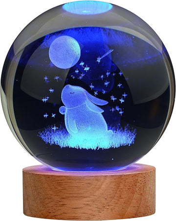 Easter Bunny Lamp Things for Teen Girls, Large 3D Bunny Night Light, Crystal Rabbit Lamp 16 Color Changing with Remote Control for Bedroom Decor, Night Light Bunny