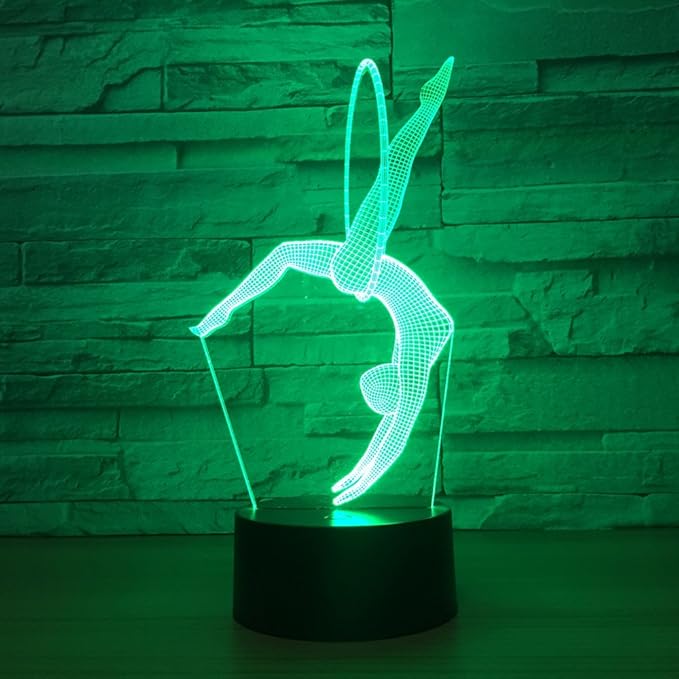 Gymnastics 3D Optical Illusion Lamp 7 Colors Change Timing Remote Control and Touch Button LED Table Desk Lamp for Home Bedroom Decoration