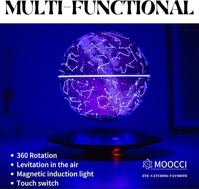 Levitating Constellation Ball, Levitating Star Night Light Globe, Creative LED Starlight Ball Gifts for Birthday Kids Women Girls Boy Best Friend