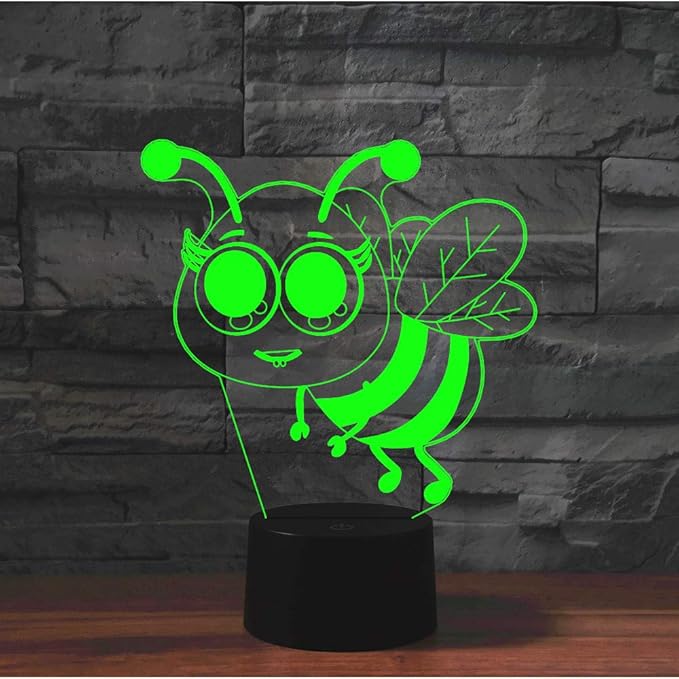 Hardworking Bee Kids Night Lights Bedroom Decor Lamp 7 Colors Change 3D Night Light Kids Optical Illusion Lamps Kids Lamp As a Gift Ideas for Students
