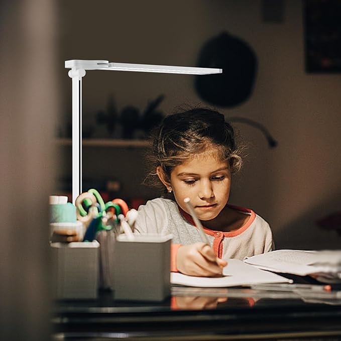 LED Desk Lamp, Dimmable Table Lamp for Reading,Lamp with USB Charging Port, 5 Lighting Modes, Sensitive Control, 45 Minutes Auto-Off Timer, Eye-Caring Lamp (White)