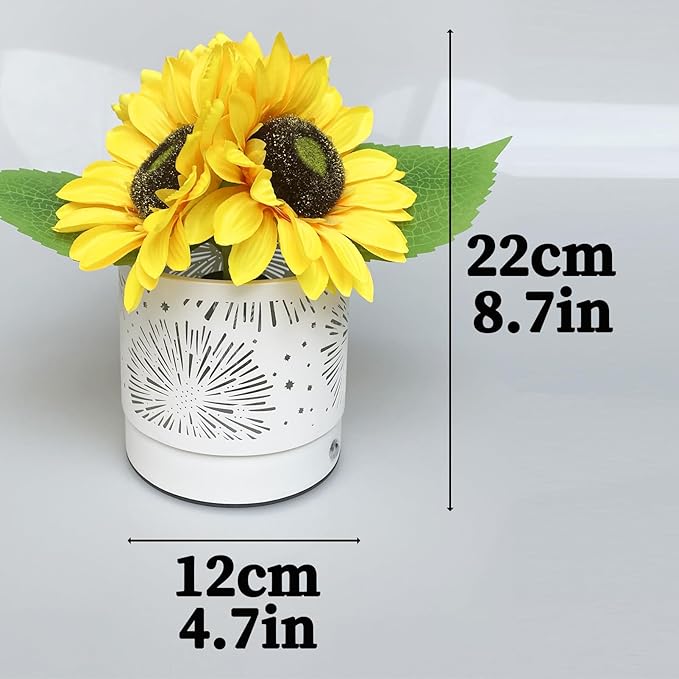 Sunflowers Lamp Touch Lam Artificial LED Sunflower Flowers with Glass Vase Table Lamp Night Light for Home Office Decor House Decorations Gift Idea - Rechargeable (Starry Sky Sunflower)