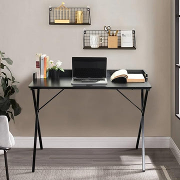 FurnitureR Office Desk, Simple Style Writing Table Computer Study Desk with Baffle, Home Office PC Laptop Table, 47.2 Inches, Black