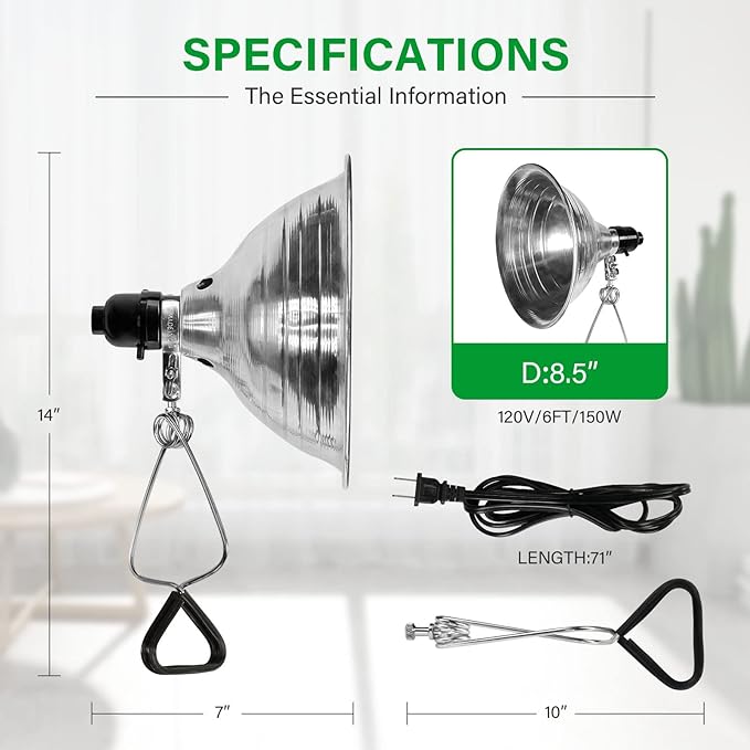 Simple Deluxe Clamp Lamp Light 150 Watt with 8.5 Inch Aluminum Reflector (no Bulb Included), 6 Feet Cord, 6 Pack, Black