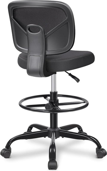 Primy Office Drafting Chair Armless, Tall Office Desk Chair Adjustable Height and Footring, Mid-back Ergonomic Standing Desk Chair Mesh Rolling Tall Chair for Art Room, Office or Home(Black)