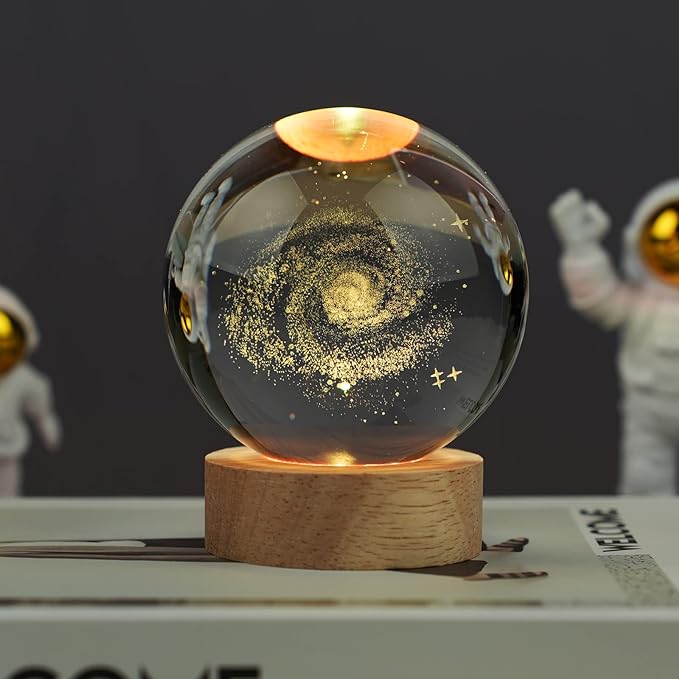Large 3D Galaxy Crystal Ball Night Light, Crystal Lamp 16 Color Changing with Remote Control for Bedroom Decor, Birthday Gift for Teens Boys and Girls, Galaxy Model