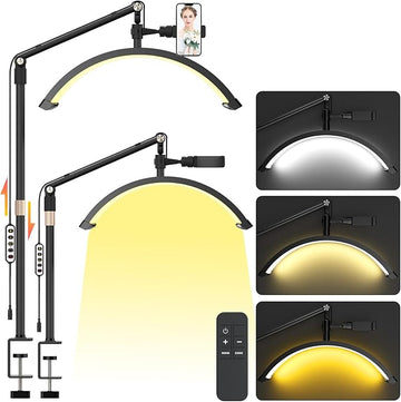 Half Moon Light for Lashes, 22'' Lash Light for Eyelash Tech, Led Half Moon Lash Light Lamp for Eyelash Extensions, Tattoo Artists, Nail Tech, Filming Content Creation