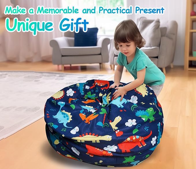 Bean Bag Storage Toddler Kids'Rooms Organizer Giant Beanbag Great Plush Toy Alternative Washable Ultra Soft Cover Dinosaur Plush Toys or Textile Sack Bag Space Save (Without Filling) X-Large