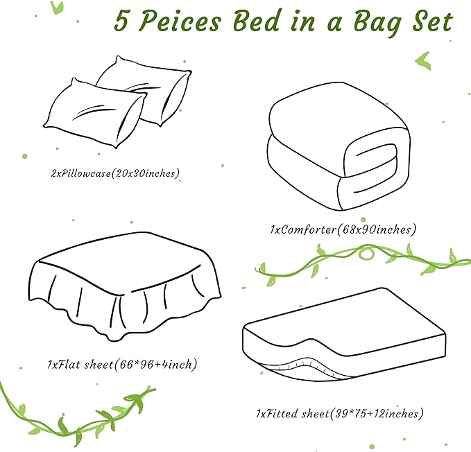NTBAY Twin Comforter Set with Sheets, 5 Pieces Soft and Breathable Twin Bedding Set, Twin Bed in a Bag, Down Alternative Comforter Set Solid Color All Season, Kids Bedding Set, Wine Red