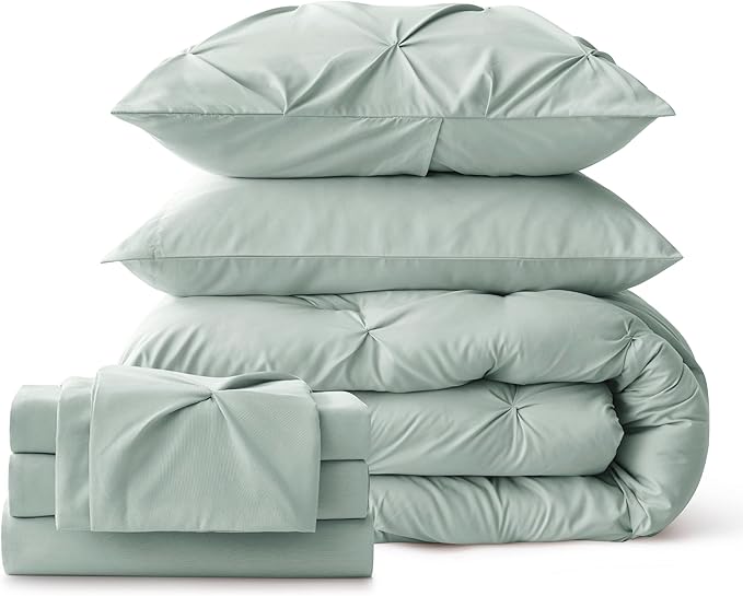Bedsure Full Size Comforter Sets - Bedding Sets Full 7 Pieces, Bed in a Bag Green Bed Sets with Comforter, Sheets, Pillowcases & Shams