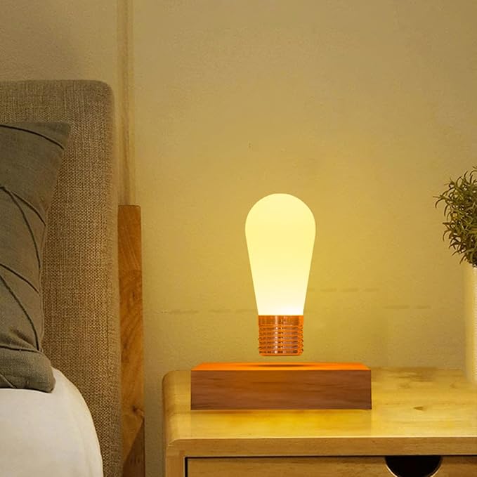 HCNT Floating Light Bulb, Magnetic Levitating LED Desk Lamp Table lamp Night Light, 360 Degree Automatic Rotating Light, Unique Gifts for Christmas Office Decor
