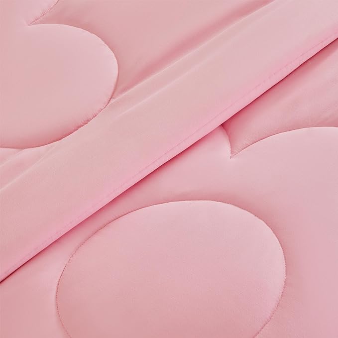 SLEEP ZONE Kids Pink Twin Bedding Comforter Set - Super Cute & Soft Girls Bedding 5 Pieces Set with Comforter, Sheet, Pillowcase & Sham (Cinquefoil Pink)