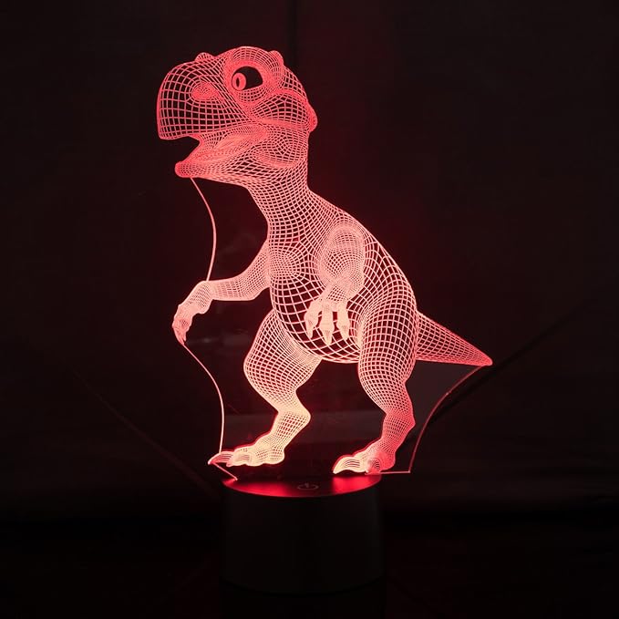 Night Lights for Kids Dinosaur 3D Night Light Lamp Wiscky 7 LED Colors Changing Touch Table Desk Lamps Decorative Lighting Pretty Cool Toys Gifts Birthday Holiday Xmas for Baby Nursery Toddler Friends