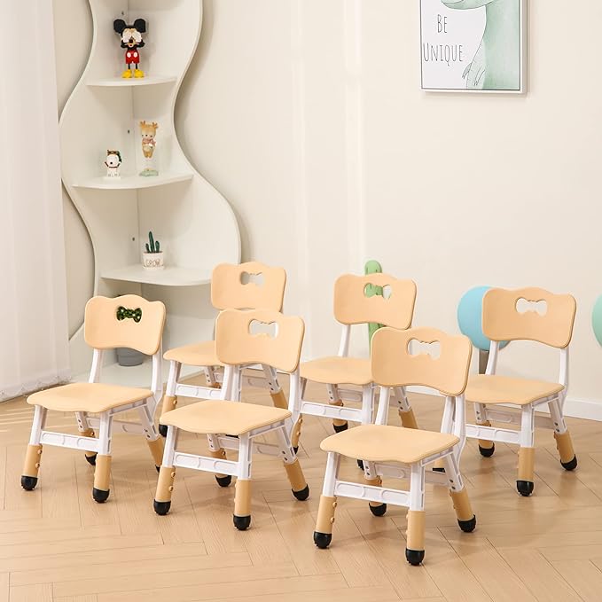 Kids' Desk Chairs Adjustable Height is Suitable for Children's Chairs Used in Families, Schools and Day-Care Between 2-10 Years Old The Max Bearing Capacity is 220LB(6PCS-Blue)