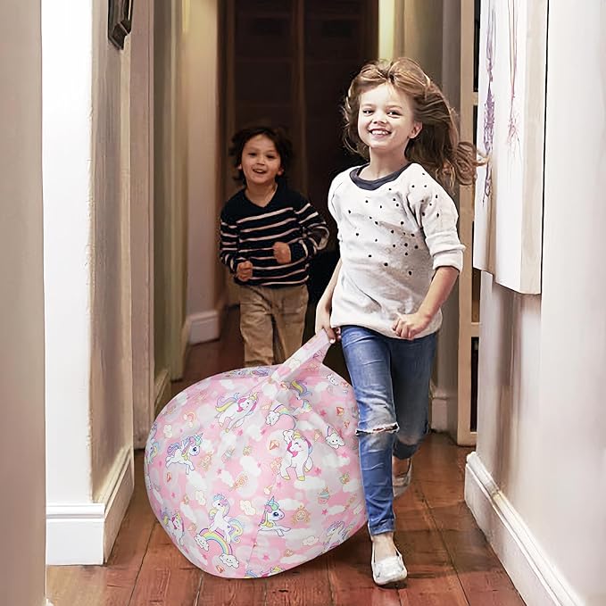 Bean Bag Chair for Kids Stuffed Animal Storage Beanbag Chairs,Toddler Toy Storage Organizer for Girls and Boys,Large 32'' Cover Only（No Filling