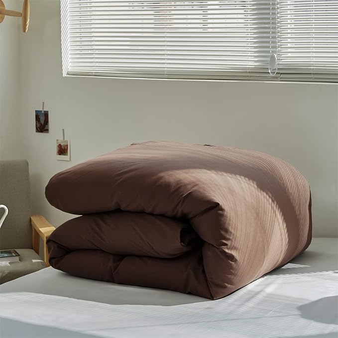 Brown Comforter Set Queen Coffee Color Bedding Set 3 Pieces Solid Chestnut Brown Color All Season Blanket Set Women Coffee Brown Color Lightweight Comforter Set Queen Breathable Bed Comforter