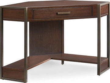 Leick Home Riley Holliday Computer Desk with Dropfront Keyboard Drawer, FURNITURE, Espresso/Gold