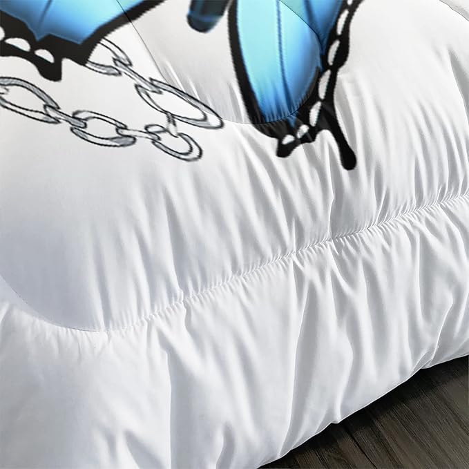 CVHOUSE Butterfly Bedding Set,Butterfly Comforter Twin,Butterfly Comforter Set for Girls Kids Teens,Butterflies Quilt Set with 1 Comforter and 2 Pillow Cases- 3 Piece