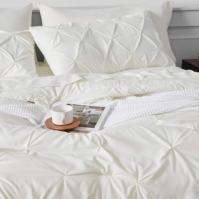 Bedsure Full Size Comforter Sets - Bedding Sets Full 7 Pieces, Bed in a Bag Ivory Bed Sets with Comforter, Sheets, Pillowcases & Shams, Adult & Kids Bedding