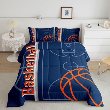 Feelyou Basketball Bedding Set Full Size Gaming Sports Comforter Set for Kids Boys Girls Decor Ball Games Comforter Basketball Lover Duvet Set Bedroom Quilt Set