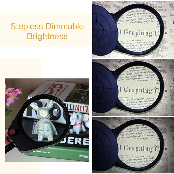 Tom-shine Magnifying Glass Lamp 3X 10X,Stepless Dimmable LED Magnifying Lamp with Dust Cover Metal Clamp,Adjustable LED Magnifier with Light and Stand for Crafts Reading Workbench Close Work