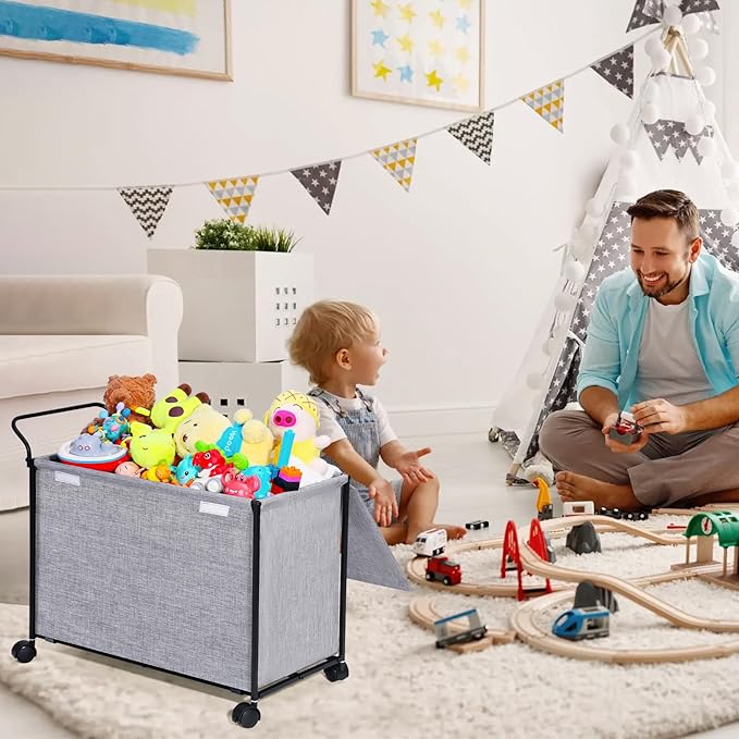 Toy Box Toy Storage - 72L Kids Toy Organizer with Wheels Toy Chest Storage Bins with Lids, Toy Boxes for Girls Boys, Stuffed Animals, Clothes, Bedroom, Living Room
