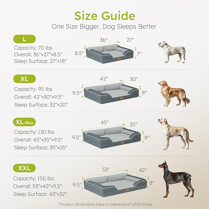 Large Dog Bed, Orthopedic with Cooling Gel Memory Foam, Waterproof with Removable Washable Cover, 36" Dog Sofa Couch Dutch Velvet with Bone Toy, Dark Gray