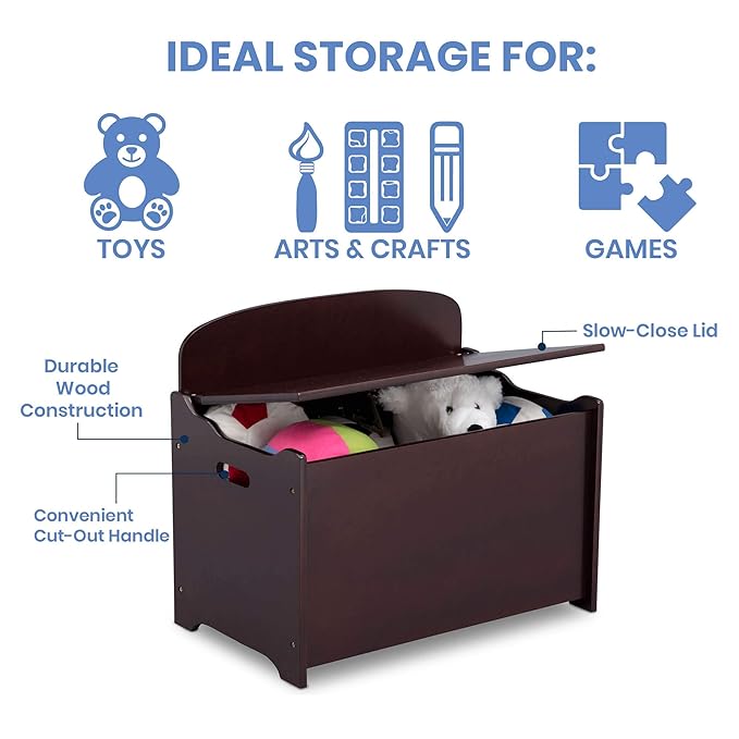 Delta Children MySize Deluxe Toy Box, Dark Chocolate