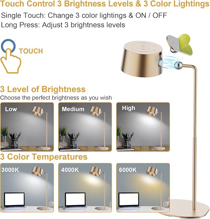 ZAYAZ LED Wall Sconces, LED Wall Mounted Lamps, LED Reading Lights for Bedroom, Wireless Lamp with 360° Rotate Magnetic Ball with FreeGift Desk Lamp Bracket for Table Lamps(Rose Gold)