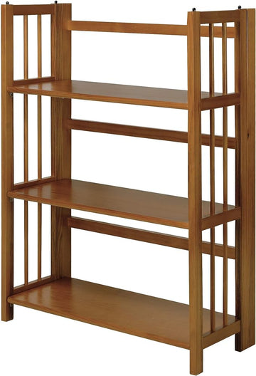 Casual Home 3-Shelf 27.5" Wide Folding Stackable Bookcase, Chestnut (New)