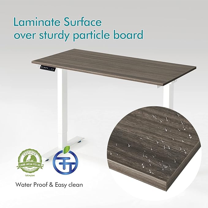 Kaboon Universal Tabletop 55"x20", Solid One-Piece Melamine Table Top, Double Desk L-Desk DIY, Home and Office,Eucalyptus/Dark Walnut