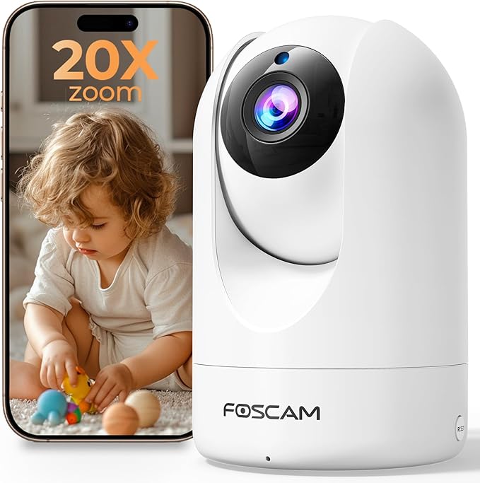 FOSCAM Home Security Camera R4S 4MP(2K) WiFi Camera, 2.4/5GHz Wireless IP Indoor Camera with AI Human Detection & Sound Detection, 33ft Night Vision, 2-Way Audio,Compatible with Alexa, White