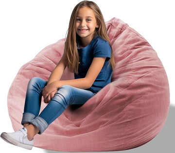 Stuffed Animal Bean Bag Storage Chair Cover for Kids Teens Adults (No Filler) Soft Washable Premium Corduroy Organizing Plush Toys Comfortable Organizer Keep Clutter with Premium Zipper Medium