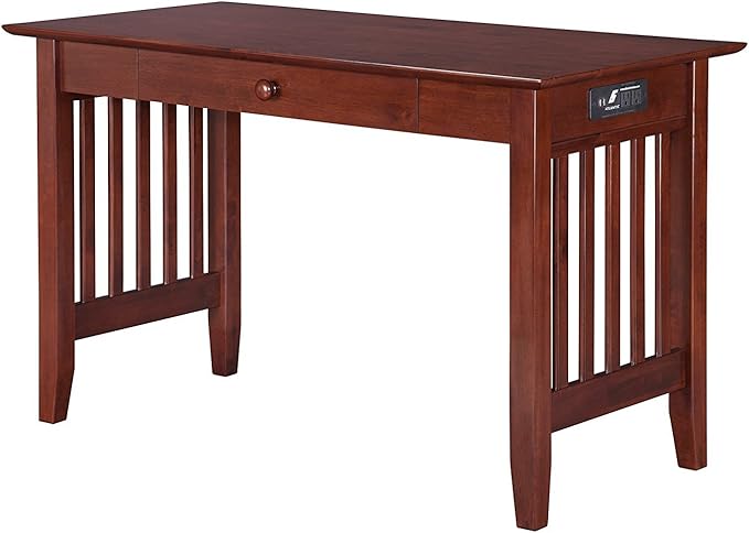AFI AH12224 Mission Desk with Drawer and Charging Station, Walnut