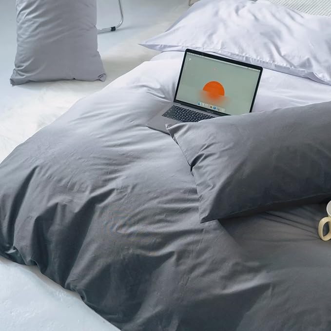 Gradient Gray Comforter Set Ombre White Gray Bedding Set Full Women Aesthetic Comforter 3 PCs Gray Color Bed Comforter Set Full Gradient White and Gray Comforter Set Full Size