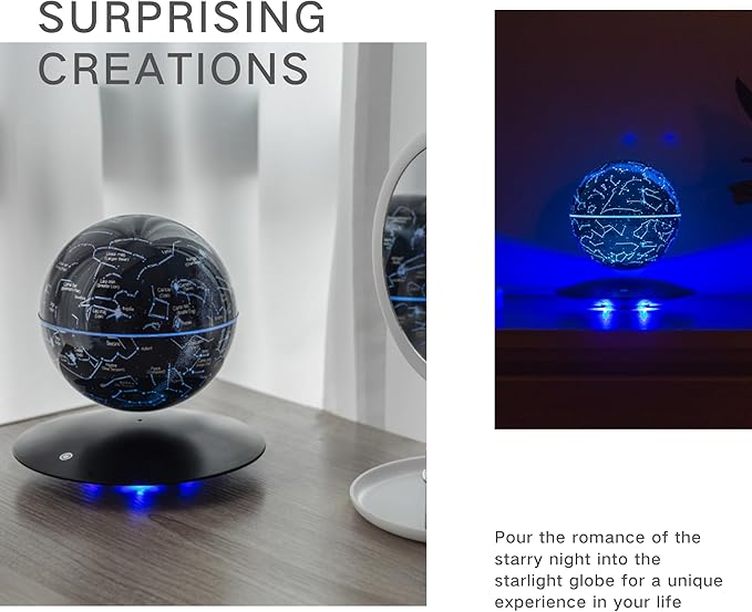 Levitating Constellation Ball, Levitating Star Night Light Globe, Creative LED Starlight Ball Gifts for Birthday Kids Women Girls Boy Best Friend
