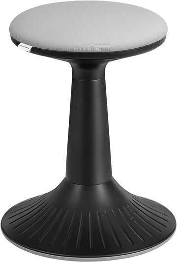 SONGMICS Kids Wobble Chair, Wiggle Stool for Kids Ages 8-12, Comfortable 60D Foam Seat, Breathable Fabric, Anti-Slip Base, 18.1-Inch High, Tool-Free Assembly, Ink Black and Dove Gray UOSC010B01