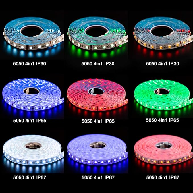 BTF-LIGHTING 5050 RGBW RGB+Warm White(2700K-3000K) 4 Colors in 1 LED Tape Light DC12V 5m 16.4ft 60LED/m Multi-Colored IP65 White 12mm PCB for Bedroom Kitchen Home Decoration(No Adapter or Controller)