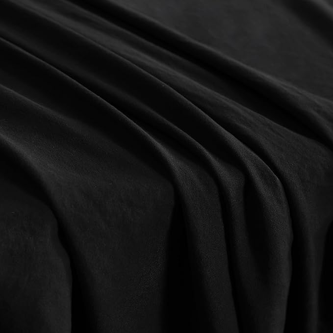 NTBAY Twin Comforter Set with Sheets, 5 Pieces Soft and Breathable Twin Bedding Set, Twin Bed in a Bag, Down Alternative Comforter Set Solid Color All Season, Kids Bedding Set, Black