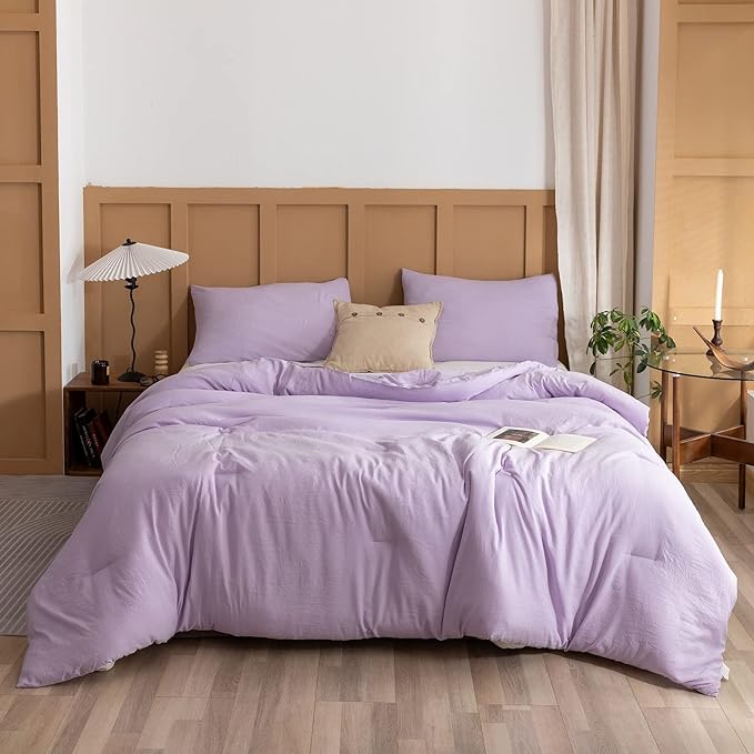 ROSGONIA Twin Comforter Set for College Girls Boys Lavender, 1 Boho Purple Comforter & 1 Pillowcase Lightweight Kids Comforter Soft Dorm Bedding