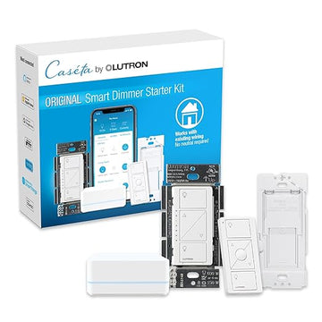 Lutron Caseta Original Smart Dimmer Switch Kit w/ Hub, with Pico Remote, Wallmount Bracket, & Smart Hub, Works with Alexa, Apple Home, Google Home, 3 Way, 150W, No Neutral Req, P-BDG-PKG1W-A