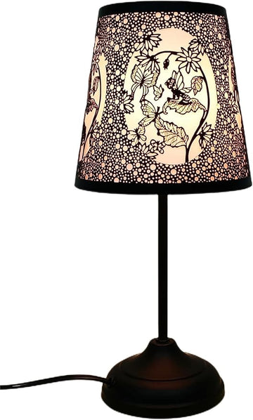 Flower Fairy Touch Lamp with Dimmable Touch Switch,Black Metal Cutout Shade, Flower Fairy Decoration Desk Lamp
