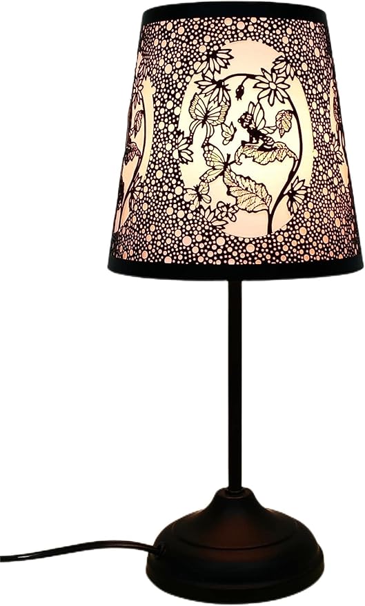 Flower Fairy Touch Lamp with Dimmable Touch Switch,Black Metal Cutout Shade, Flower Fairy Decoration Desk Lamp
