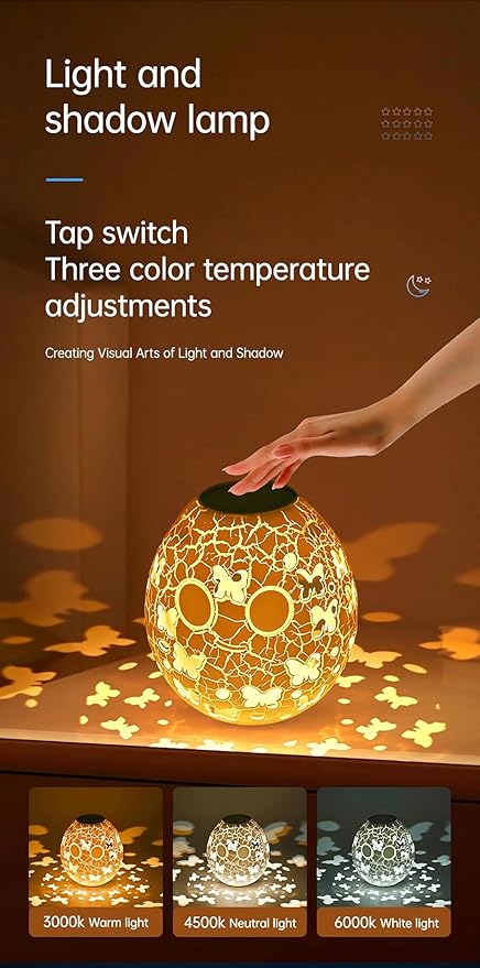 Table Lamp for Home Office，LED Bedside lamp，RGB 16 Colors，Multiple Lighting Modes Desk Lamps，Atmosphere Lights Suitable for Various Holidays（Butterfly）