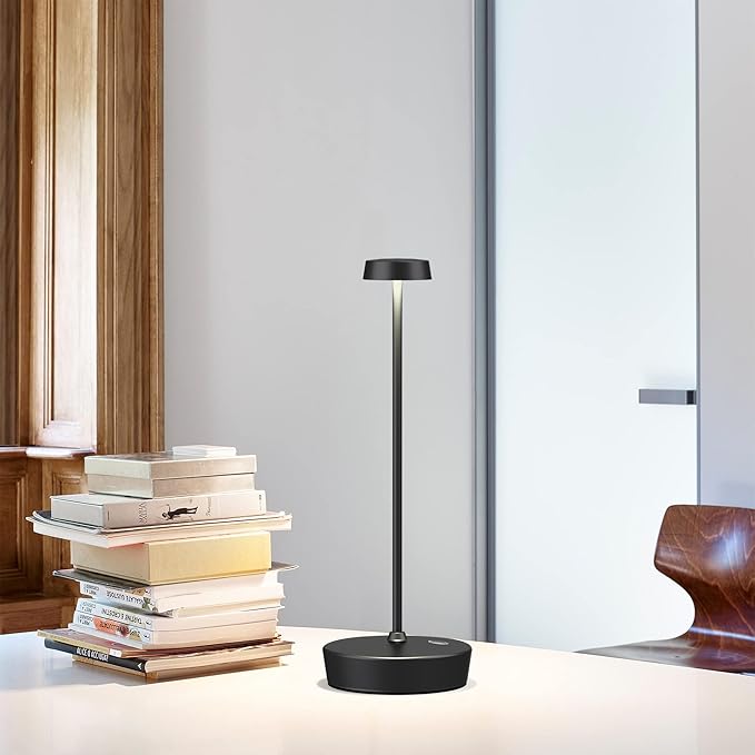 Rechargeable Table Lamp Cordless Battery Operated LED Light 5000mAh 3-level Brightness Portable Desk Lamps Touch Control Indoor Outdoor Use for Patio Home Restaurant