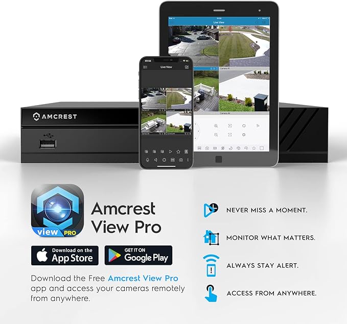 Amcrest NV4108E-A2 4K 8CH POE NVR (1080p/3MP/4MP/5MP/8MP) POE Network Video Recorder - Supports up to 8 x 8MP/4K IP Cameras, 8-Channel Power Over Ethernet Pre-Installed 1TB Hard Drive (NV4108E-1TB)
