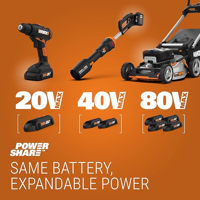 WORX Cordless Leaf Blower 20V WORXAIR Turbine Blower WG547.2 for Lawn Care Yard Work, 2 Variable Speed Control, 1 * 4.0 Ah Battery & Charger Included