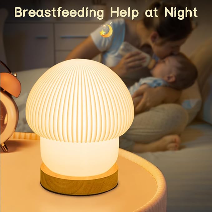 16 Colors Mushroom Lamp Night Light, Elegant 3D Printed Table Lamp with LED, Remote Control Desk Lamp Perfect for Bedroom, Living Room Decor, Great Gift for Women kids, Teens (H:7.1 inches)